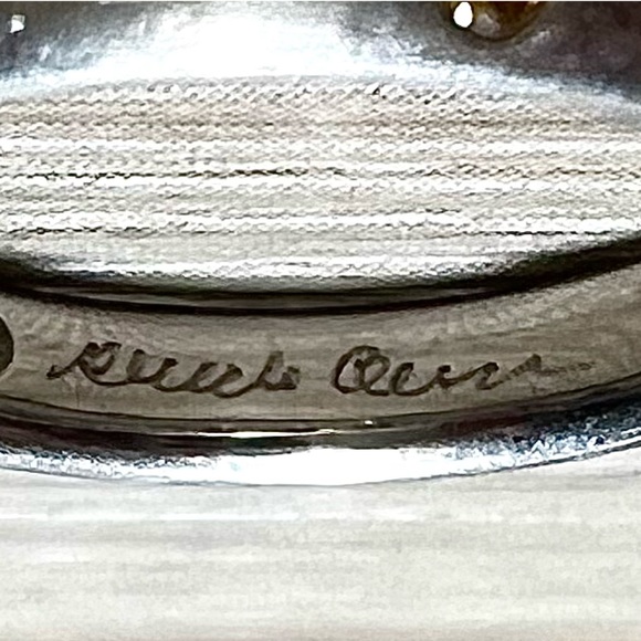 Vintage Designer Signed Flush Set Multi-Colored Gemstone Platinum Ring, Size 6.5 - Picture 8 of 13